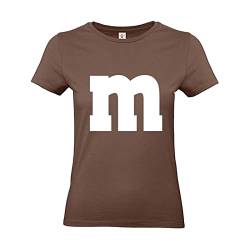 MM Shirt T-Shirt 100% Baumwolle M&M Damen Kostüm Verkleidung M und M Gruppen Tshirt - Karneval Fasching JGA Festival, braun, M von Alsino