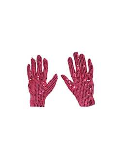 Pailletten Handschuhe Paar Kostüm Zubehör Jga Fasching Karneval Glitzer Vollfinger-Handschuhe Konzert Tanz Auftritte Show Erwachsene, pink von Alsino