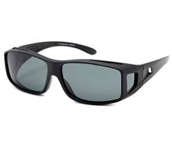 Polarex Sonnenbrille Überbrille Leichte Brille mit UV 400 Schutz Polarisierte Gläser verschiedenen Modellen Herren Damen Unisex (schwarz-grün) von Alsino