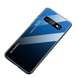 Alsoar Case ersatz für Samsung Galaxy S10E Hülle,Ultra Dünn 9H Gehärtetem Glas Rückseite+Silikon Rahmen Handyhülle Schutzhülle Premium Stylisch Hülle (Galaxy S10e,Blau schwarz) von Alsoar