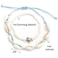 Alster Herz Fußkette Fußkette Set, 2-Teilig, Schildkröte und Muscheln, J0436 (1-tlg), Ideal für Sommer und Strand von Alster  Herz