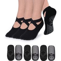 Alster Herz Sportsocken 3 Rutschfeste Yoga Socken Damen, Ballettsocken, Tanzen Pilates, A0576 (3-Paar) Einheitsgröße 35-41, Silikonsohle, sehr angenehm, hohe Elastizität von Alster  Herz