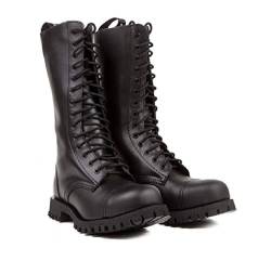 Altercore 552 Kampfstiefel Schwarz Leder Unisex Damen Herren 14 Ösen Mittleres Kalb Militär Heer Punk Stahlkappe Ranger von Altercore