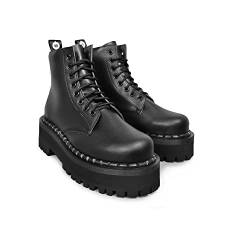 Altercore 653 Kampfstiefel Militär Springerstiefel Herren Schwarz Vegan Stahlkappe 8 Löcher Punk, ALTERCORE653VEGEBLKM, 44 EU von Altercore