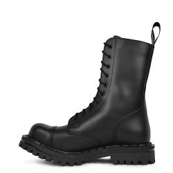 Altercore Kampfstiefel Schwarz Leder Unisex Damen Herren 10 Ösen Militär Heer Punk Stahlkappe Ranger von Altercore