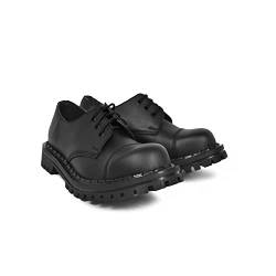 Altercore Schuhe Punk Militär Schwarz Vegan Kunstleder Unisex Damen Herren 3 Ösen Militär Armee Stahlkappe Ranger von Altercore