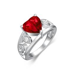 Althum Granat Ring für Verlobung 925 Sterling Silber 8mm Herz Geschnitten Echte Rote Granat Ring für Frauen (White) von Althum