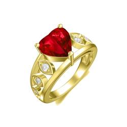 Althum Granat Ring für Verlobung 925 Sterling Silber 8mm Herz Geschnitten Echte Rote Granat Ring für Frauen (Yellow) von Althum