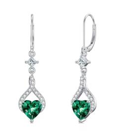 Althum Labor Gewachsen Smaragd Ohrringe 925 Sterling Silber Herz Form Smaragd Unendlichkeit Fallen Ohrringe für Frauen von Althum