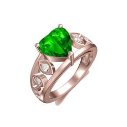Althum Smaragd Ring für Verlobung 925 Sterling Silber 8mm Herz Geschnitten Grün Smaragd Mai Geburtsstein Ring für Frauen (Rose) von Althum