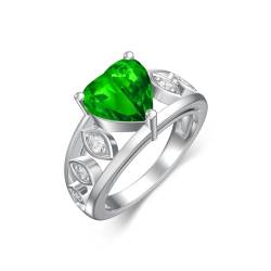 Althum Smaragd Ring für Verlobung 925 Sterling Silber 8mm Herz Geschnitten Grün Smaragd Mai Geburtsstein Ring für Frauen (White) von Althum
