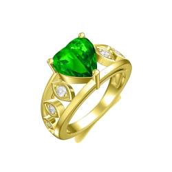 Althum Smaragd Ring für Verlobung 925 Sterling Silber 8mm Herz Geschnitten Grün Smaragd Mai Geburtsstein Ring für Frauen (Yellow) von Althum