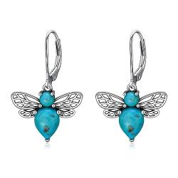 Bienen Ohrringe 925 Sterling Silber Ohrringe mit Vintage Blau Naturtürkis Schmuck Geschenke für Frauen von Althum