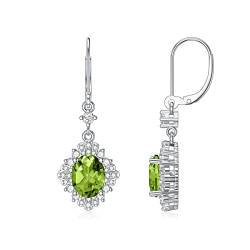 Peridot Ohrringe 925 Sterling Silber Klassisch Dangle Drop Brisur Ohrhänger Oval 10 * 8mm Natur Peridot August Geburtsstein von Althum