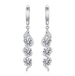 Weiße Kristall Ohrringe für Damen 925 Sterling Silber mit 5mm Echtem Kristall Tropfen Ohrringe von Althum