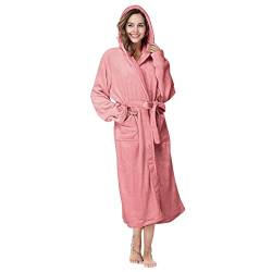 Alueeu Bademantel Damen Baumwolle Frottee Flauschig Leicht xxxl xxl Lang mit Kapuze Mädchen Hausmantel Negligee Saunakilt Sauna Flanell Pyjama Damen Winter Nachtwäsche Morgenmantel Negligee von Alueeu