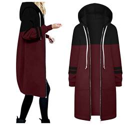 Alueeu Damen Kapuzenjacke Lang Hoody Frühling Damen Herbstjacke Lang Zip Up Kapuze Herbst Übergangsjacke Sportjacke Jacke Sweatmantel Hoodie Zip Sweatjacke Kapuzenjacke 2023 von Alueeu