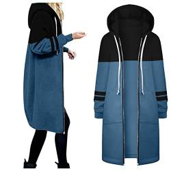 Alueeu Damen Kapuzenjacke Lang Hoody Frühling Damen Herbstjacke Lang Zip Up Kapuze Herbst Übergangsjacke Sportjacke Jacke Sweatmantel Hoodie Zip Sweatjacke Kapuzenjacke 2023 von Alueeu