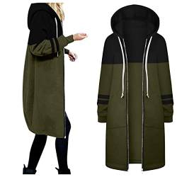 Alueeu Damen Kapuzenjacke Lang Hoody Frühling Damen Herbstjacke Lang Zip Up Kapuze Herbst Übergangsjacke Sportjacke Jacke Sweatmantel Hoodie Zip Sweatjacke Kapuzenjacke 2023 von Alueeu