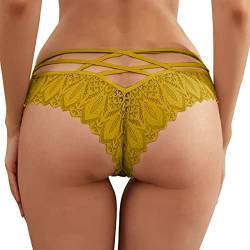 Alueeu Damen Panty für Sex mit Spitze Hipster Erotisch Unterwäsche Verführerisches Lace Unterhose Frauen Schlüpfer Spitzen-Blume Hollow Out Slips Atmungsaktiv Erotic Lingerie Spitzen String Tanga von Alueeu