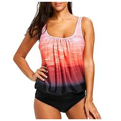 Alueeu Damen Tankini Bauchweg Zweiteilig Badeanzug Zweiteiliger Tankini Set mit High Waist Slip Oversize Schwimmanzug Strandmode Sexy Bikinislip Push Up Bademode, XXL von Alueeu