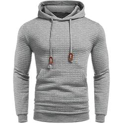 Alueeu Hoodie Herren Basic Kapuzenpullover Sweatjacke Pullover Hoodie Sweatshirt Langarm Hoodie mit Kapuze Kapuzenpullover Plaid Plissee Casual Sport Sweatshirt Herbst Winter Kapuzenpulli von Alueeu