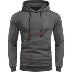 Alueeu Hoodie Herren Basic Kapuzenpullover Sweatjacke Pullover Hoodie Sweatshirt Langarm Hoodie mit Kapuze Kapuzenpullover Plaid Plissee Casual Sport Sweatshirt Herbst Winter Kapuzenpulli von Alueeu