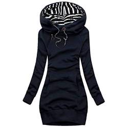 Alueeu Hoodie Kleid Pullover Kleid Lang Pulli Damen mit Kapuze Schwarz Kleider Oversize Teenager Mädchen Pullikleid Pulloverkleid Lang Sweatshirt Hoodykleid mit Kapuze Kapuzenpulli Kapuzenpullover von Alueeu