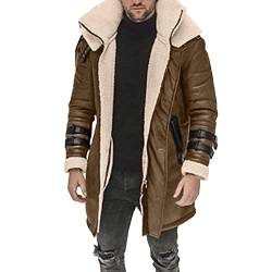 Alueeu Mantel Herren Slim Fit Übergangsmantel Herren Lang Winter Motorradjacken Herren Lederjacke Herren Trachtenjacke Wildleder Trench Coat Men Winter Winterjacke Trachtenjacke Pelzmantel von Alueeu