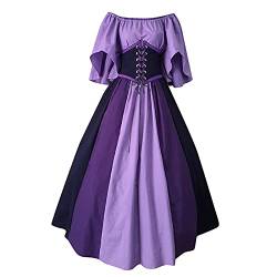 Alueeu Nue Damen Altmodische Kleider Renaissance Lang Dirndl Gothic Kleid Große Größen Prinzessin Halloween Kostüm Mittelalter Kleid Ballkleid Vintage Party Festlich Festival Outfit von Alueeu