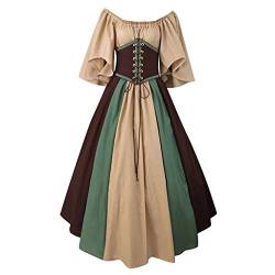 Alueeu Nue Damen Altmodische Kleider Renaissance Lang Dirndl Gothic Kleid Große Größen Prinzessin Halloween Kostüm Mittelalter Kleid Ballkleid Vintage Party Festlich Festival Outfit von Alueeu