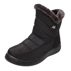 Alueeu Snowboots Rutschfest Stiefel Schlupfstiefel Wasserfest Gefüttert Weitschaft Schnee Schneestiefel Winterstiefel Winterschuhe Winter Schnürboots Frauen Schlupfboots Schneeschuhe Wanderschuhe von Alueeu