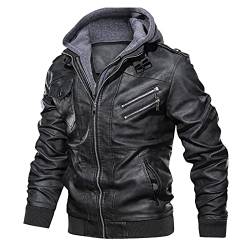 Alueeu Winterjacke Arbeitsjacke Herren Winter Regenjacke Softshell Fleece Gefüttert Männer mit Kapuze Übergangsjacke Fliegerjacke Pilotenjacke Herbstjacke Army Jacke Piloten Jacket, Schwarz von Alueeu