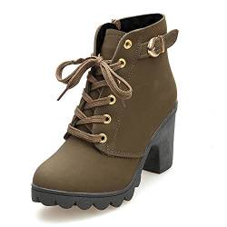 Ankle Boots Damen Schwarz Absatz Beige Braun mit Absatz Stiefeletten Winterstiefel Schneeschuhe Winterstiefel Winterschuhe Flache Schnee Schuhe Sneaker Halblange Stiefel Schneestiefel Winterboots von Alueeu