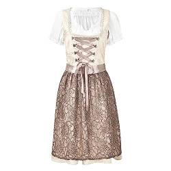 Damen Knielang Midi Dirndl Trachtenkleid Trachtenmode Dirndlkleid für Oktoberfest Besondere Anlässe von Alueeu