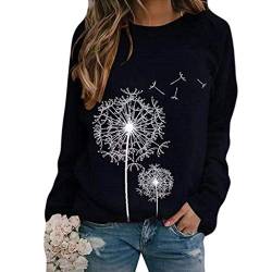 Damen Löwenzahn Sweatshirt Langarmshirt Pusteblume Drucken Pullover Herbst Winter Bluse Tops Oberteile Rundhalsausschnitt Jumper von Alueeu