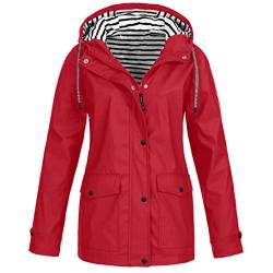 Damen Regenmantel Rot Übergangsjacke Leicht Regenjacke Mit Kapuze Fahrrad Große Größen Lang Outdoorjacke Funktionsjacke Wasserdicht Atmungsaktiv Softshelljacke Dünn Windbreaker Regenmantel 2022 von Alueeu