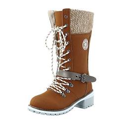 Damen Schnürstiefel Winter Braun Schwarz Schnürstiefeletten Winterstiefel Schneeschuhe Winterschuhe Flache Schnee Schuhe Sneaker Stiefeletten Halblange Stiefel Schneestiefel Winterboots Winterstiefel von Alueeu