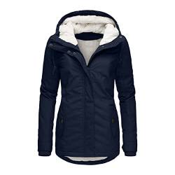 Damen Winterjacke Sale Lang Gefüttert Kurz Schwarz Parka 48 Wintermantel Winterparka für Frauen mit Kapuzen Übergang Damenjacke Gefüttert Steppmantel Trenchcoat Übergangsjacke Fleecejacke Steppjacke von Alueeu