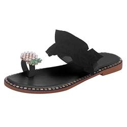 Hausschuhe Damen Pantoletten Sommer Glitzer 41 39 Sandalen Damen Flach Sommer Schwarz Elegant 38 mit Absatz Bequem Keilabsatz Pantoletten Leder 44 43 Schwarz Sandaletten Gold Silber Weiß Bequeme Blau von Alueeu