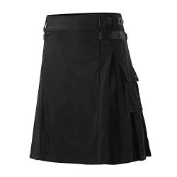 Schottischer Rock Herren Schwarz Klassischer Kilt Vintage Rock Kurzer Schottenrock Traditioneller Herrenbekleidung Männer Original Mittelalterliche Clubwear Große Größen Schottland Faltenröcke von Alueeu