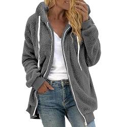 Sweatjacke Damen Große Größen 52 56 54 50 Ohne Kapuze Gr.48 58 4Xl Weiß Kunstpelzjacke Flauschmantel Plüschjacke Fleecejacke Fleecemantel Übergangsjacke Softshelljacke Plüschmantel Wintermantel von Alueeu