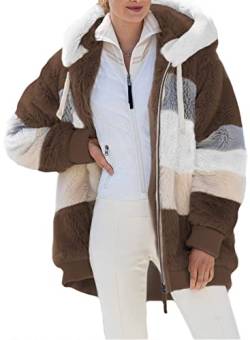 Teddyfleece Jacke Damen Kuscheljacke Damen Flauschig Teddy Fleecejacke Lang Kuschelfleece Jacke Mädchen Plüschmantel Teddy Winterjacke Mit Kapuze Kuschelige Sweatjacke Mit Teddyfutter Plüschjacke von Alueeu