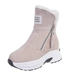 Winterboots Damen Gefüttert Wasserdicht mit fell 40 42 Absatz Winterstiefel Schneestiefel Hohe Stiefel Boots Schuhe Warm Winter Trekkingschuhe Schnürstiefel Schneeschuhe Wanderschuhe Winterschuhe von Alueeu