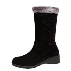 Winterschuhe Winterstiefel Damen Wasserdicht Gefüttert Mädchen 37 38 40 42 36 Schwarz Schneestiefel Winterboots Flach Boots Hohe Boots Winter Schneeschuhe Schnee Schuhe Flach Sneaker Halblange Stiefel von Alueeu