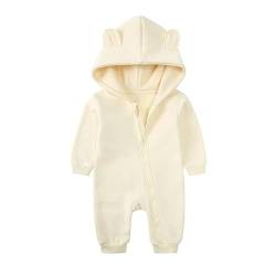 Alunsito Baby Neugeborenes Jumpsuit Langarm Kapuze Dickes Winter Fleece Outwear Schneeanzug Schlafanzug für Mädchen Jungen 59 Gelb 0-3 Monate von Alunsito