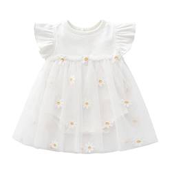 Alunsito Neugeborenes Baby Mädchen Sommer Outfits Ärmellos Gänseblümchen Strampler Bodysuit Tüll Tutu Rock Freizeitkleidung 66 Kurz Weiß 6-9 Monate von Alunsito