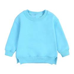 Kleinkind Baby Junge Mädchen Kleidung Einfarbig Sweatshirt Rundhals Pullover Pullover Langarm Shirt Tops 90 Blau 1-2 Jahre von Alunsito