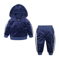 Kleinkind Baby Mädchen Kleidung Samt Hoodie Sweatshirt Top + Hose 2 Stück Herbst Winter Trainingsanzug Outfits Set B-Blau 140 5-6 Jahre von Alunsito