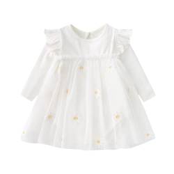 Kleinkind Baby Mädchen Outfits Kinder Tüll Partykleid Langarm Strick Strampler Top Gänseblümchen Tutu Rock Set 59 3-6 Monate Weiß von Alunsito